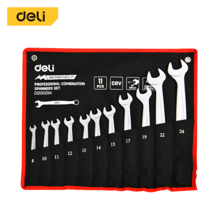 ประแจแหวนข้างปากตาย DELI EDQ130011A-SL-01 11ชิ้น สีเงิน_0
